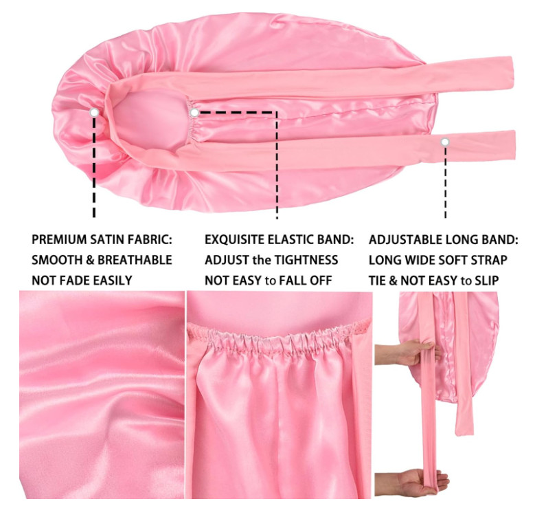 Bonnet Sleep Cap Long Satin Night Cap For Braids Curly Hair Silk 2pc Extra Large
