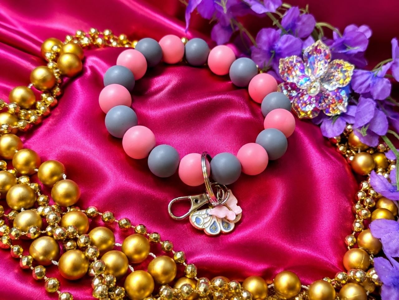 Handmade Silicone Beaded Keychain Wristlets – Choose Your Style
