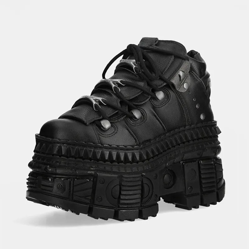 Punk Style Men’s Couple Heel Height Platform Shoes Gothic Ankle Rock Boots Black