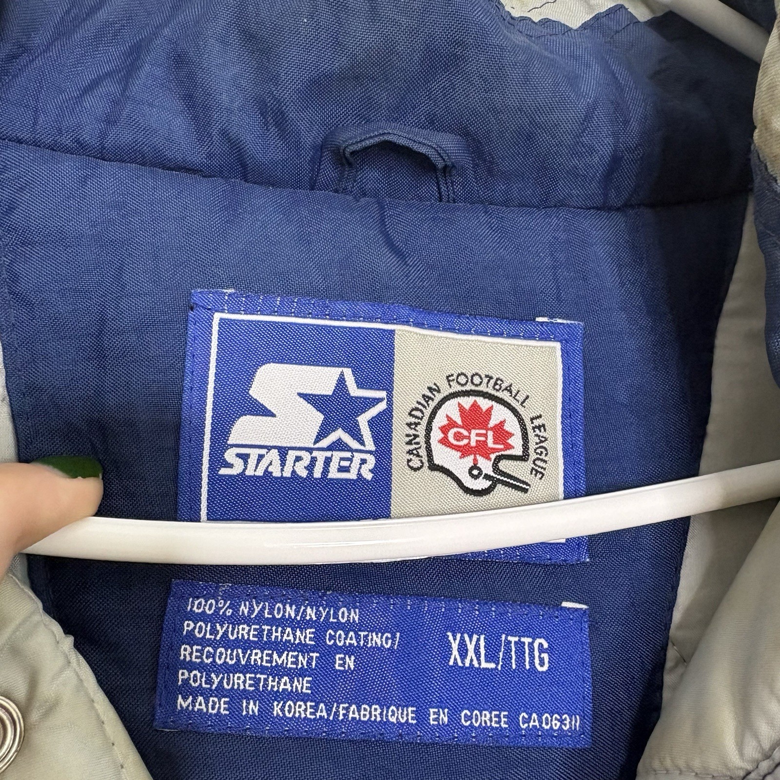 Vintage 90s Toronto Argonauts CFL Puffer Starter Jacket Size 2XL Full Zip