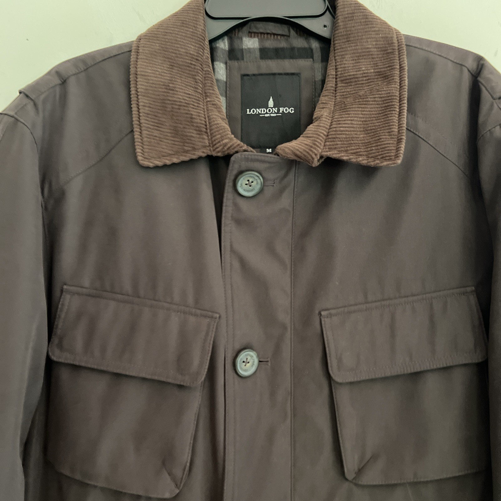 London Fog Jacket Men’s Size Medium Brown Zipper Button Closure
