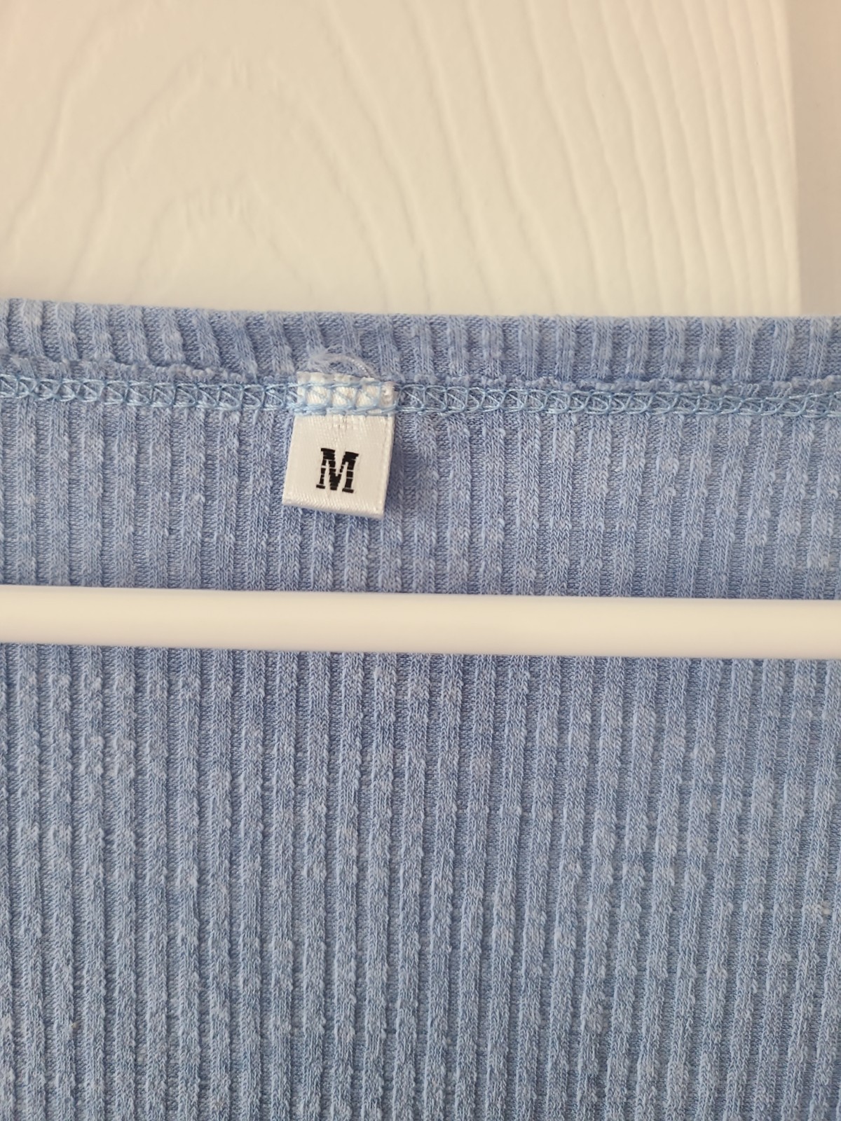 Womens Blue Long Sleeve Top Henley T Shirt Casual Button Ribbed Knit Blouse Sz M
