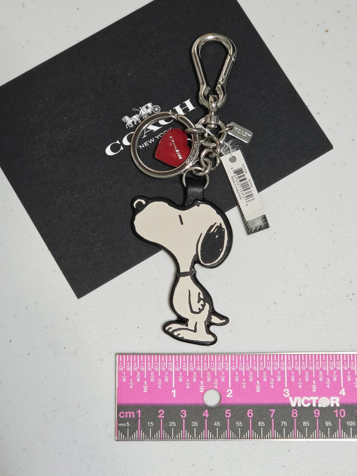 NEW Coach Snoopy Peanuts Kissing Red Love Heart Keychain Bag Charm Fob F65164