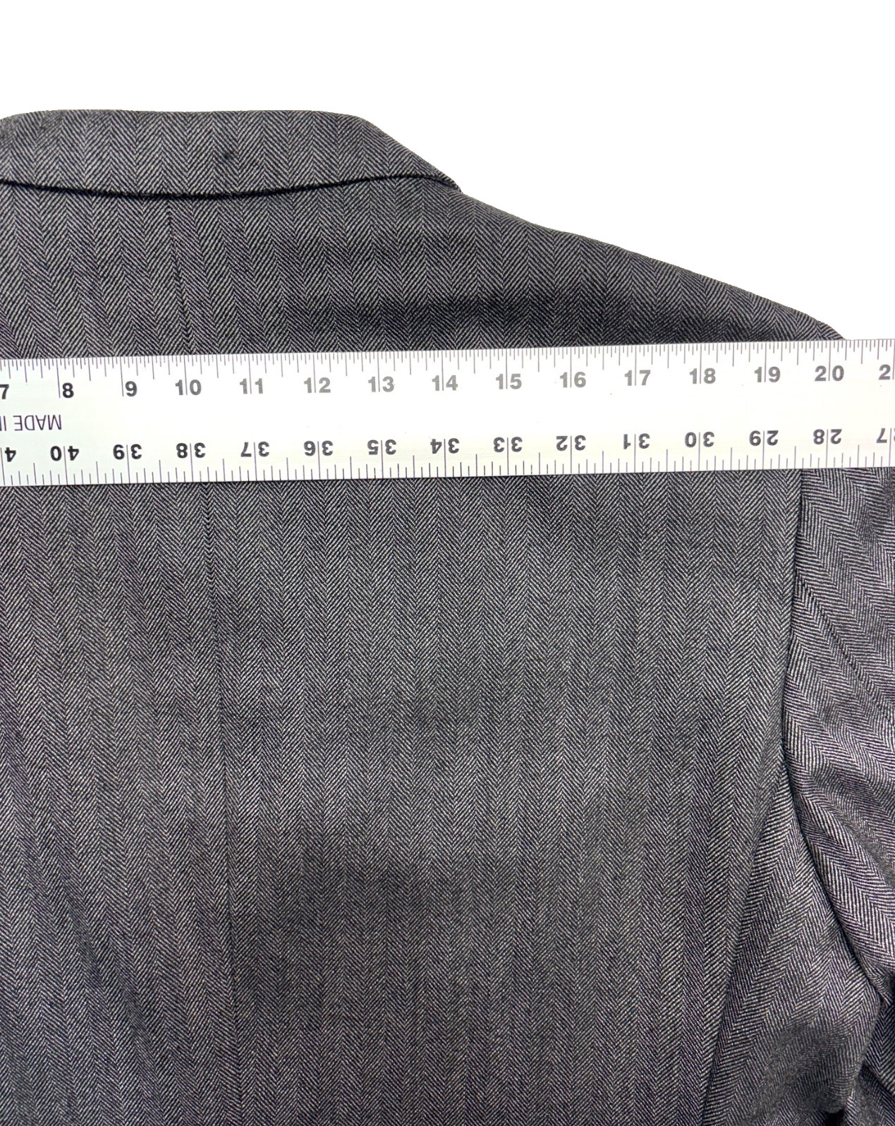 Luca diMarco Bespoke 44R Gray Herringbone Blazer Jacket Sport Coat Flannel Wool