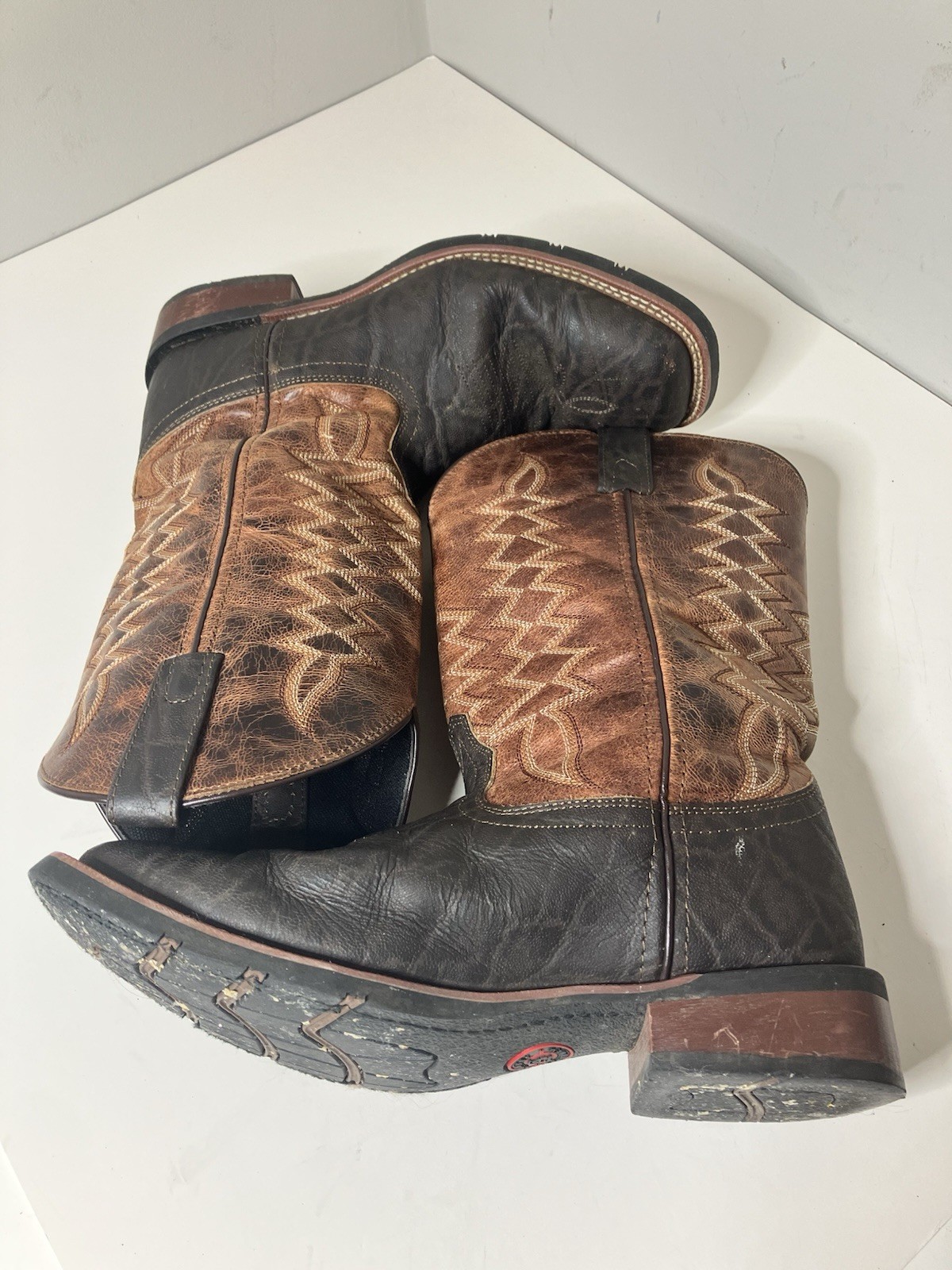 Laredo 7855 Cowboy Boots Men 8.5 EW (extra wide)Brown Leather Western Square Toe