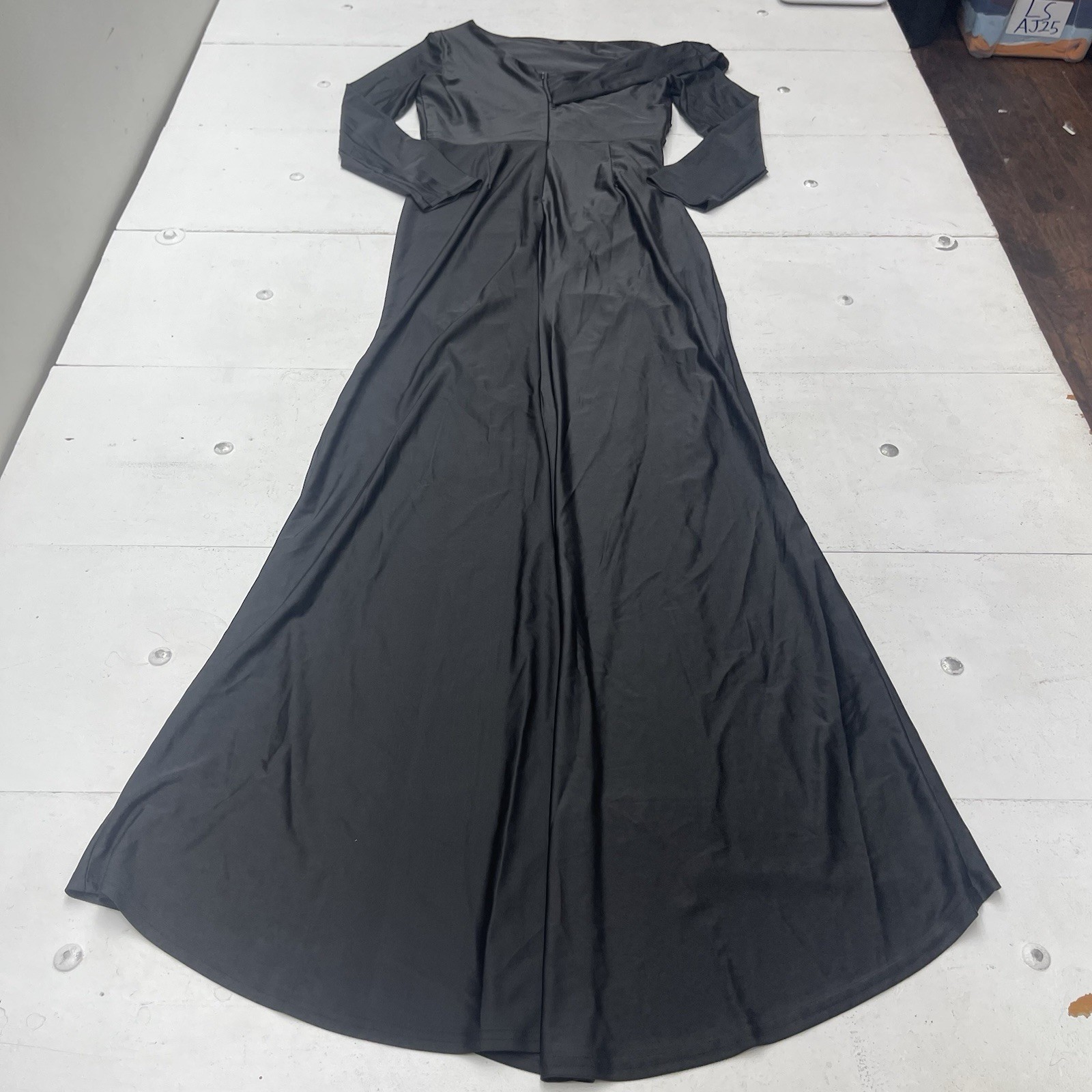 Adyce Black Stretch Ruched High Slit Long Sleeve Formal Maxi Dress Women’s XL