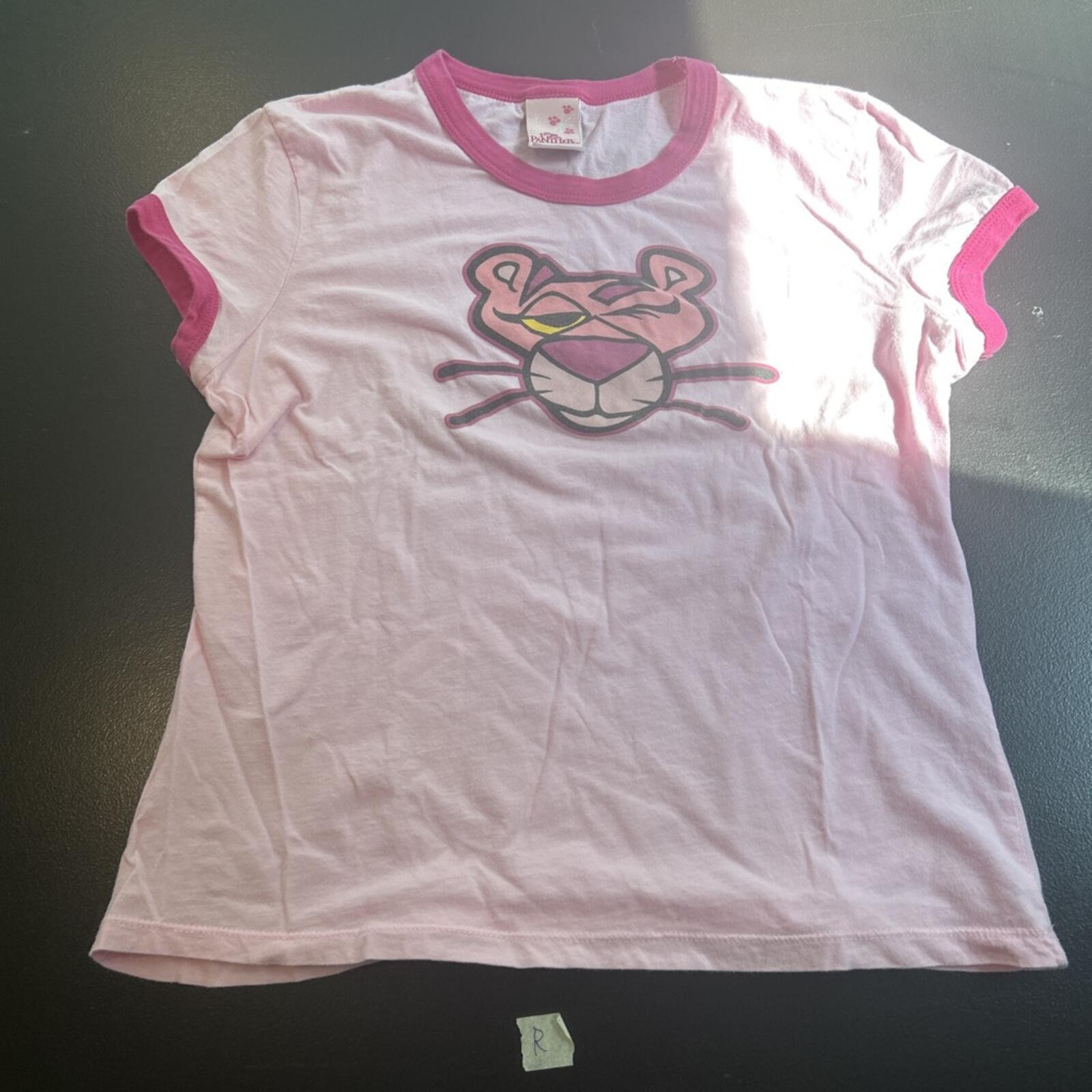 Pink Panther Pink & White Graphic Ringer Tee Women’s XL