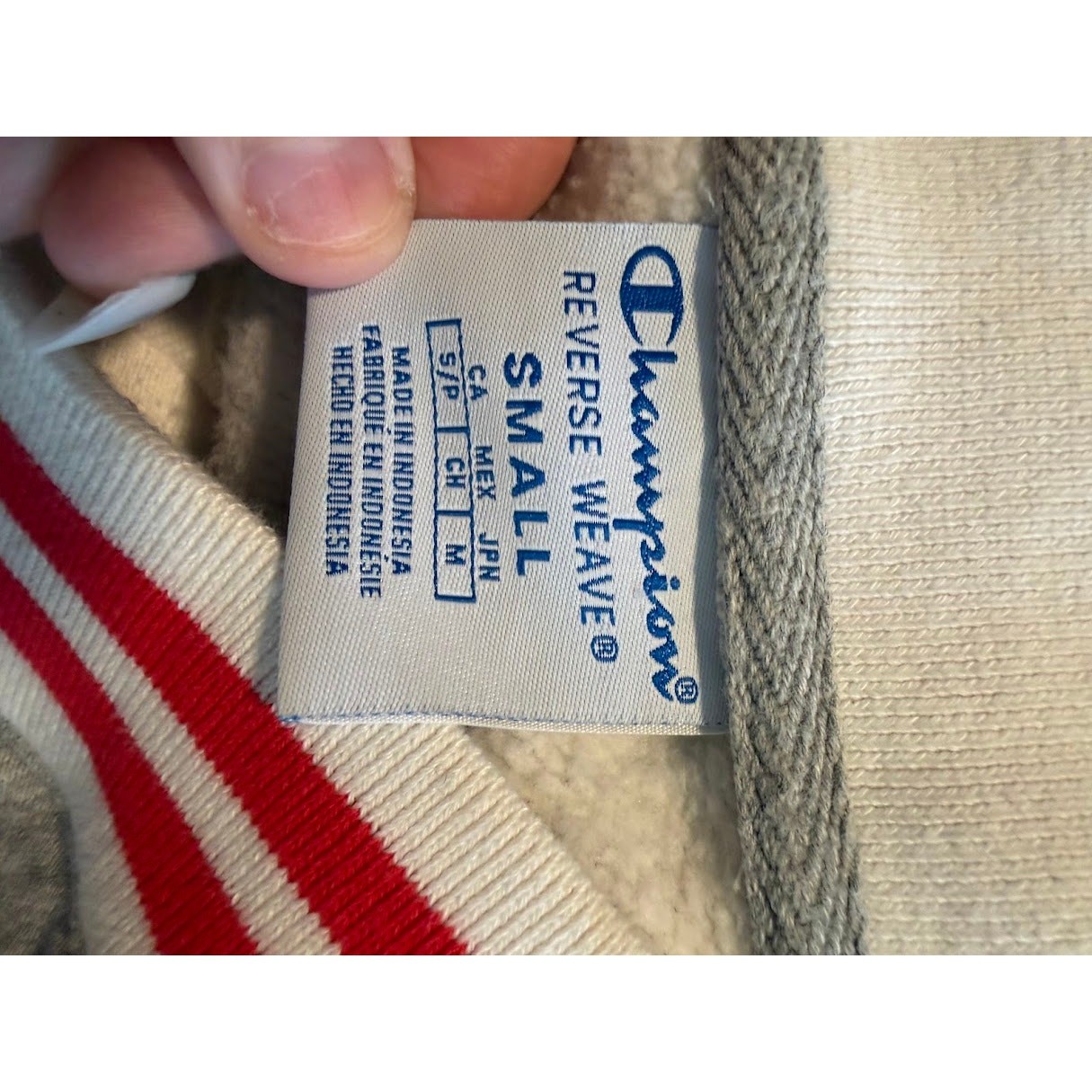 Champion Cropped V-Neck Oversized Sweatshirt College Prep Yarn Dye Stripe Small