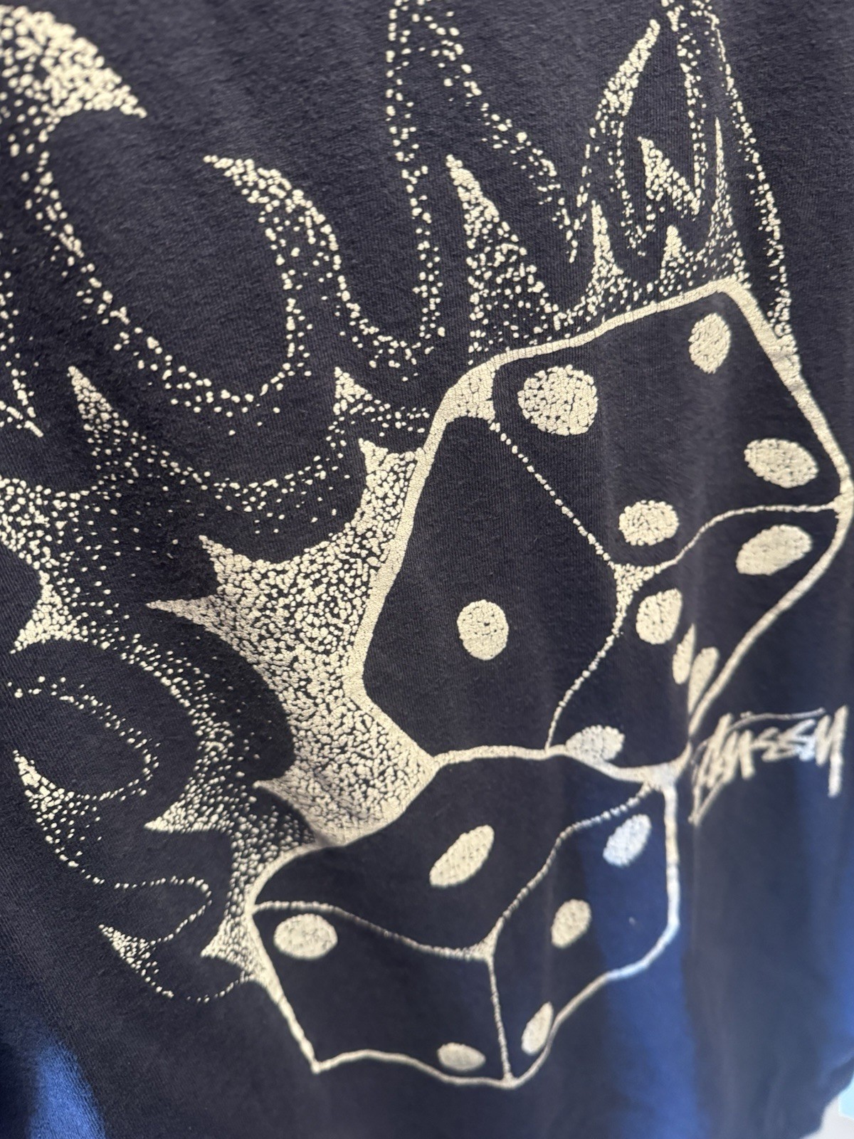 Stussy navy fire dice tee M