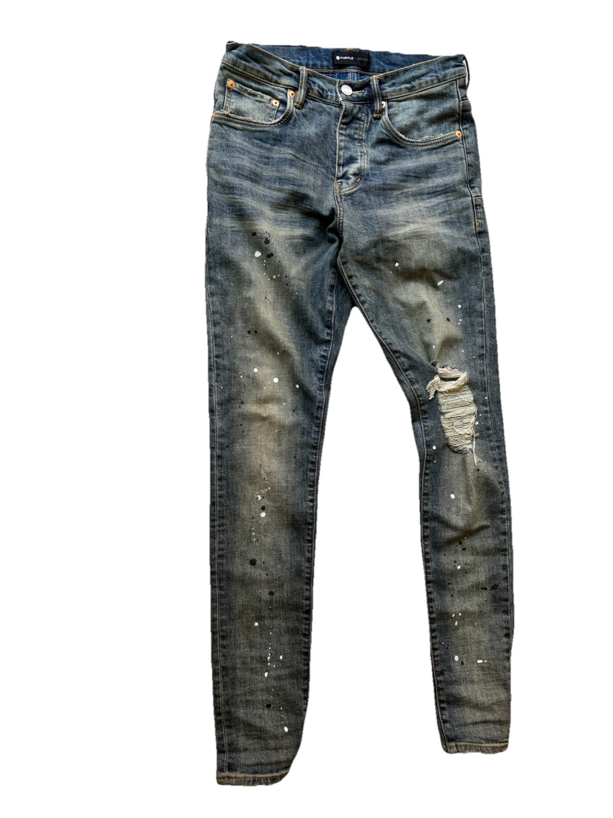 Purple Brand Men’s Blue Skinny Slim-Fit Distressed Denim Jeans 5-Pocket Sz 30