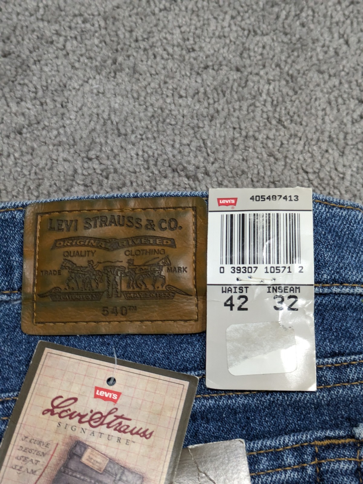 NEW Vintage Levi’s 540 Relaxed Fit Blue Jeans Men’s Sz 42×32 Brown Tab Flex 90’s