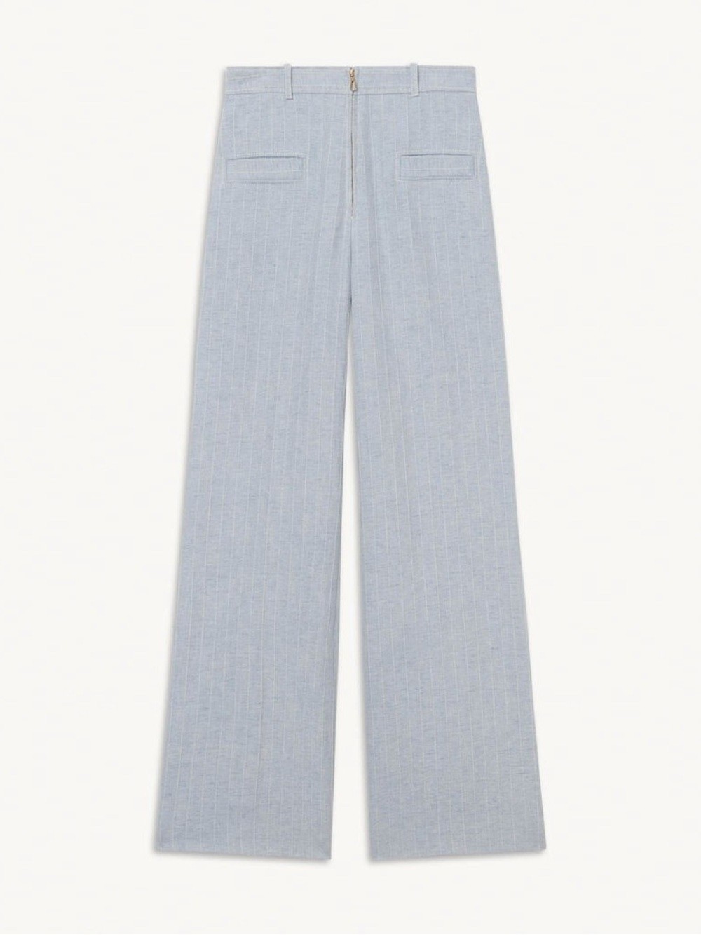 Sandro Paris Ulysse Blue Pinstripe High-Waist Wide-Leg Trousers EU 36 US 4