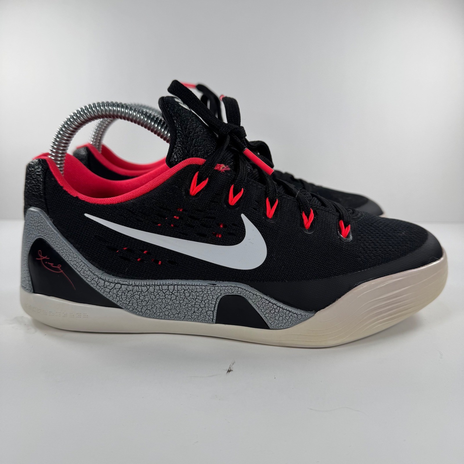 Nike Kobe 9 EM Low Laser Crimson Black Grey White 653593-001 Mens 4.5Y