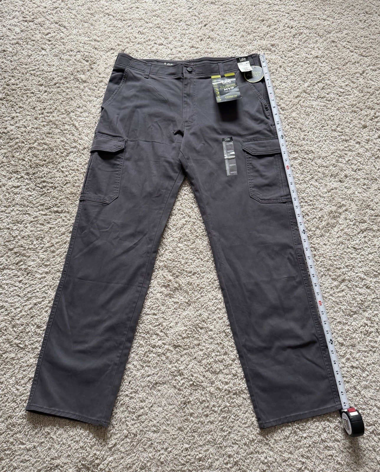 Lee – Extreme Comfort MVP Engineer Straight Fit Cargo Pants 36×34 Gray NEW wTags
