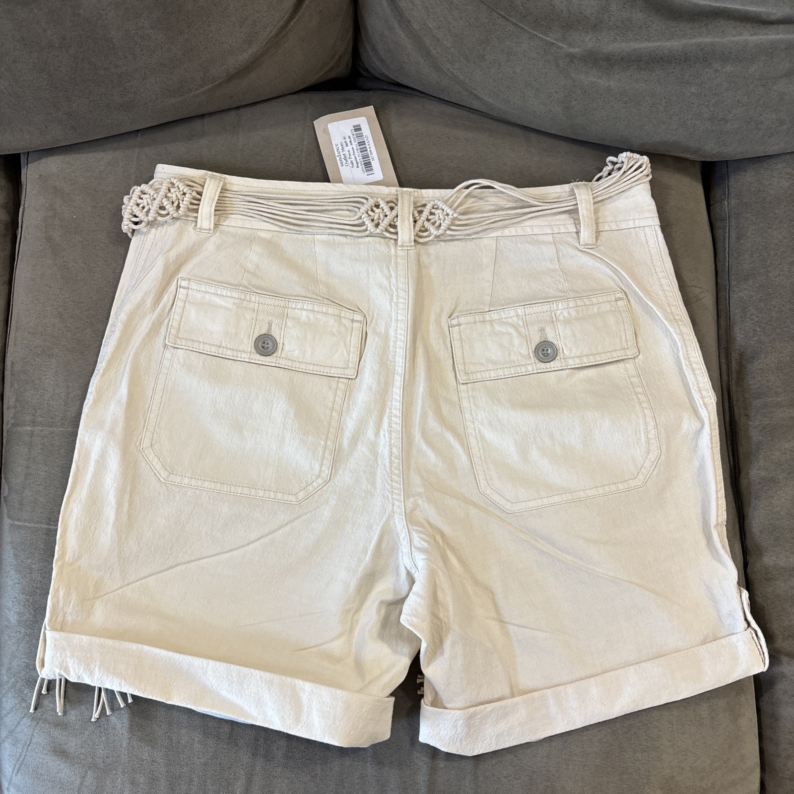 Sundance Embroidered Shorts 6 Boho Button Fly Wildflowers Braid Belt $98 NWT