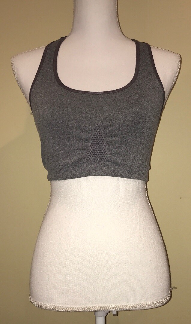Women’s Sports Bra Gray Grey Racer Back Exercise Work Out Top One Size