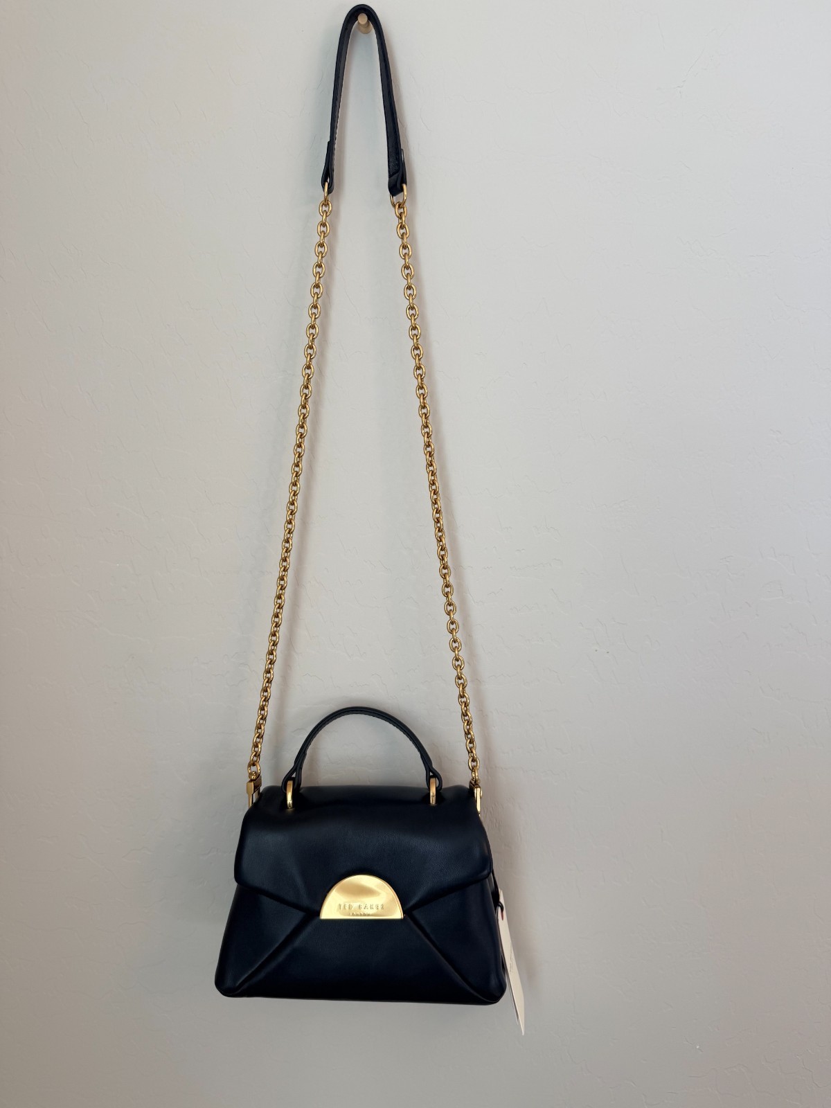 Ted Baker London Poppy Moon Black Leather Top Handle Bag NWT