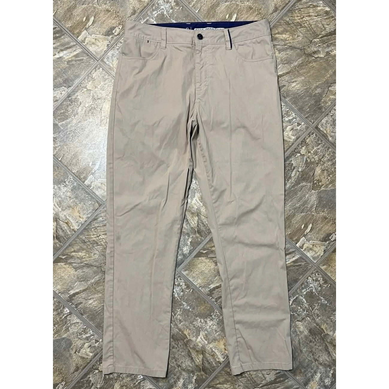Johnnie-O Prep-Formance Pants Mens 34×32 Tan 5-Pocket Tech Stretch