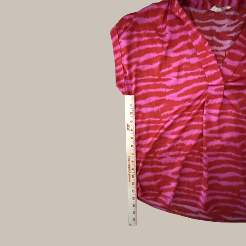 Entro Pink Zebra Animal Print V-Neck Sleeveless Blouse Top Small