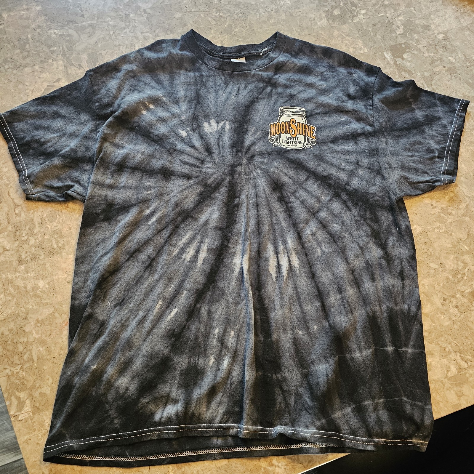 Black Tye Dye White Lightning Great Smokey Mountains 160 Proof MOONSHINE Medium