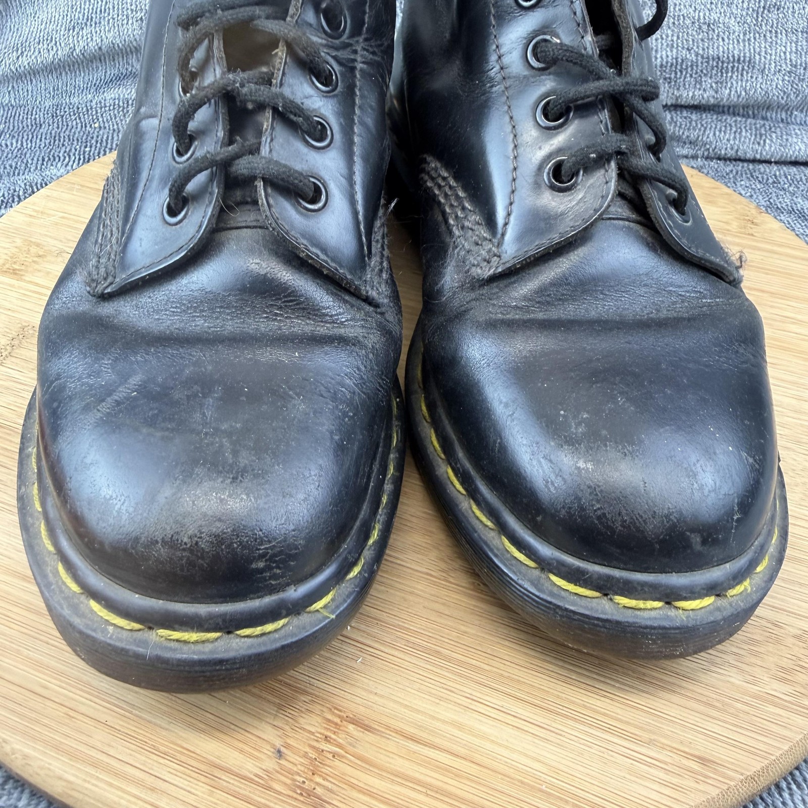 Dr. Martens 1460 Boots Mens Size 6 Black Leather Combat Lace Up Made In England