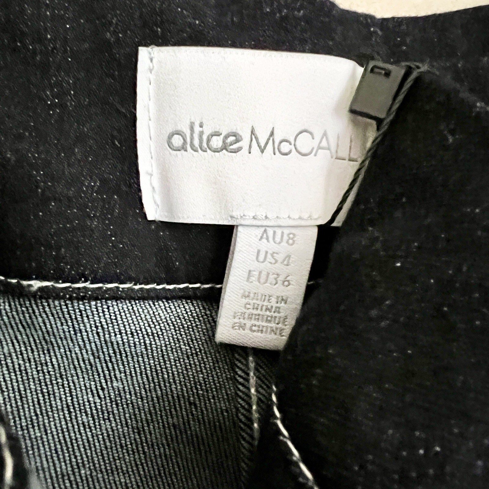 NWT ALICE MCCALL Deep Sea Indigo Blue Contrast Stitch Wide Leg Denim Pants US 4