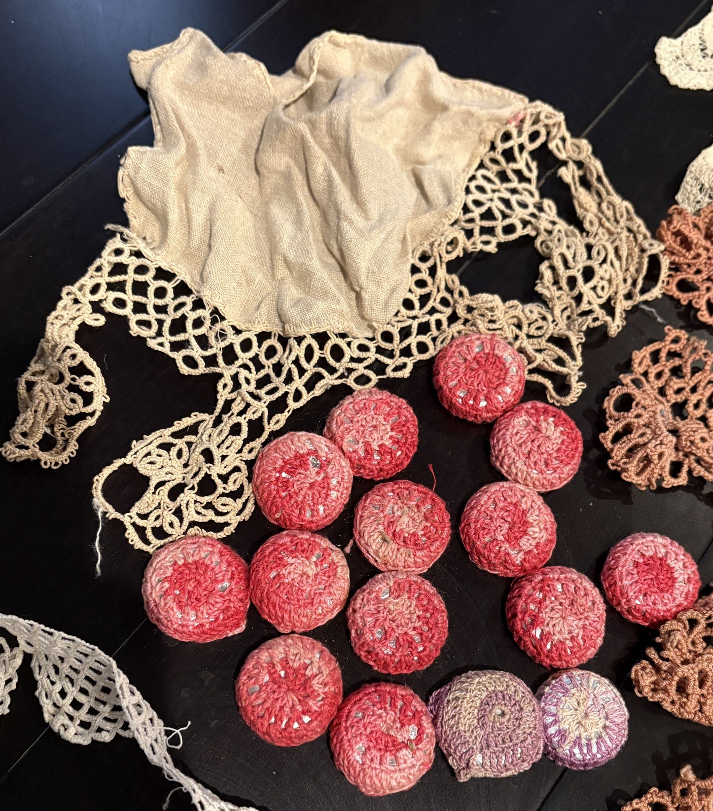 Vintage Hand Tatted Lace Trim Lot Handmade Crochet Sewing Ephemera Estate