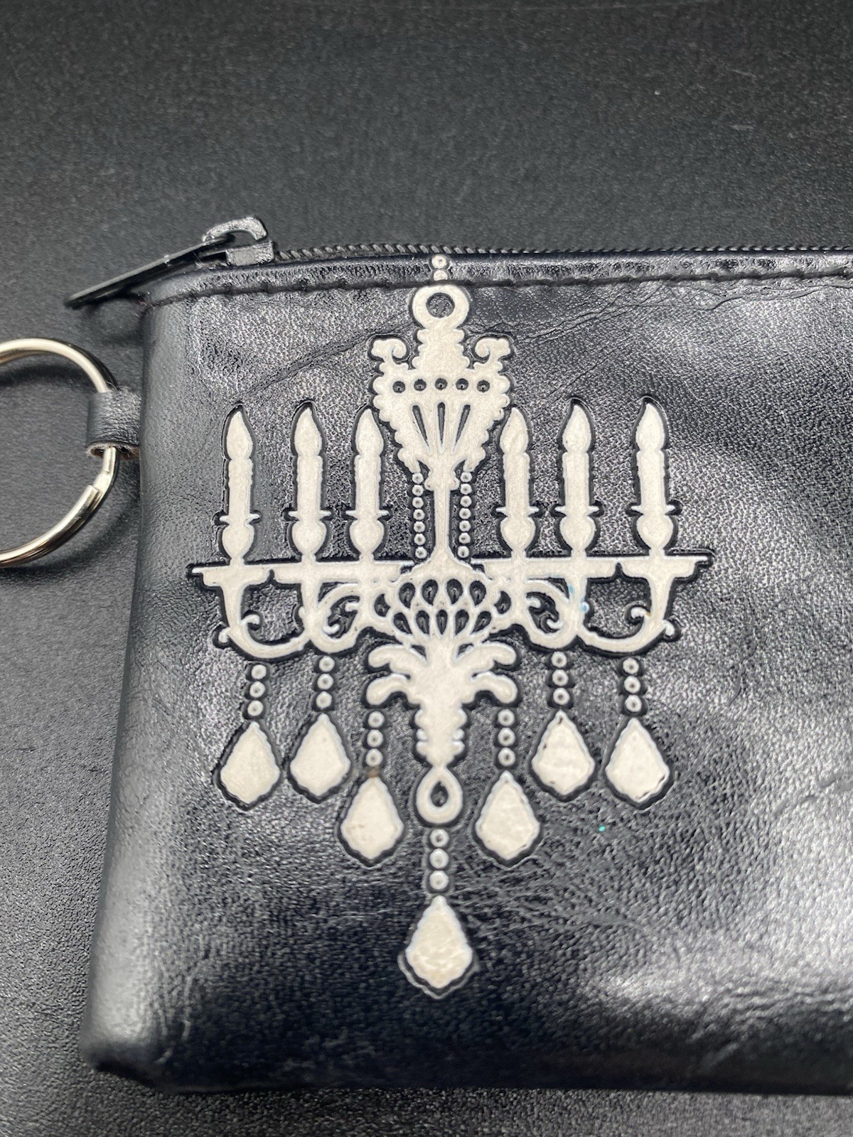 Lavishy Chandelier & Bird Black & White Zippered Coin Purse Wallet 4.3” x 3”