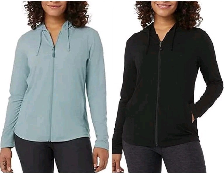 *NWT* 32 Degrees Ladies 2-Pack Lightweight Full Zip Hoodie (Black/Ht. Slate, XL)
