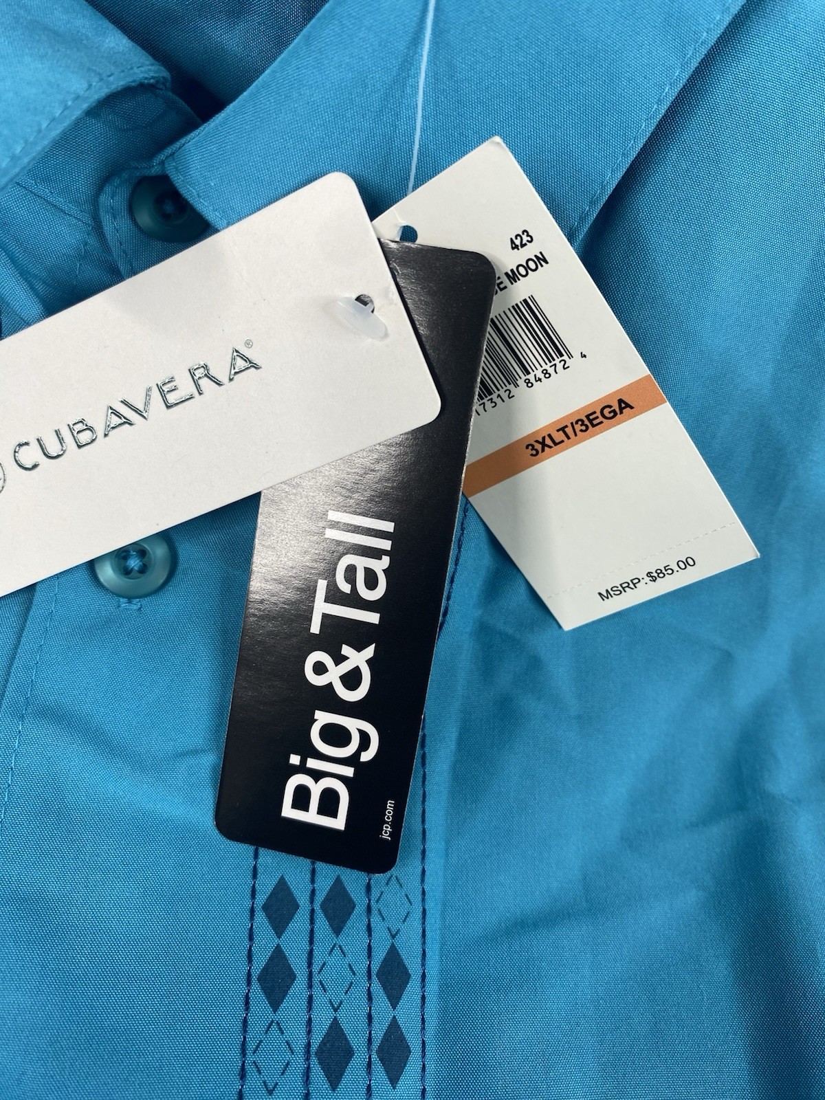 Cubavera Big & Tall Blue Moon Button Down Short Sleeve Collared Shirt Men’s 3XLT