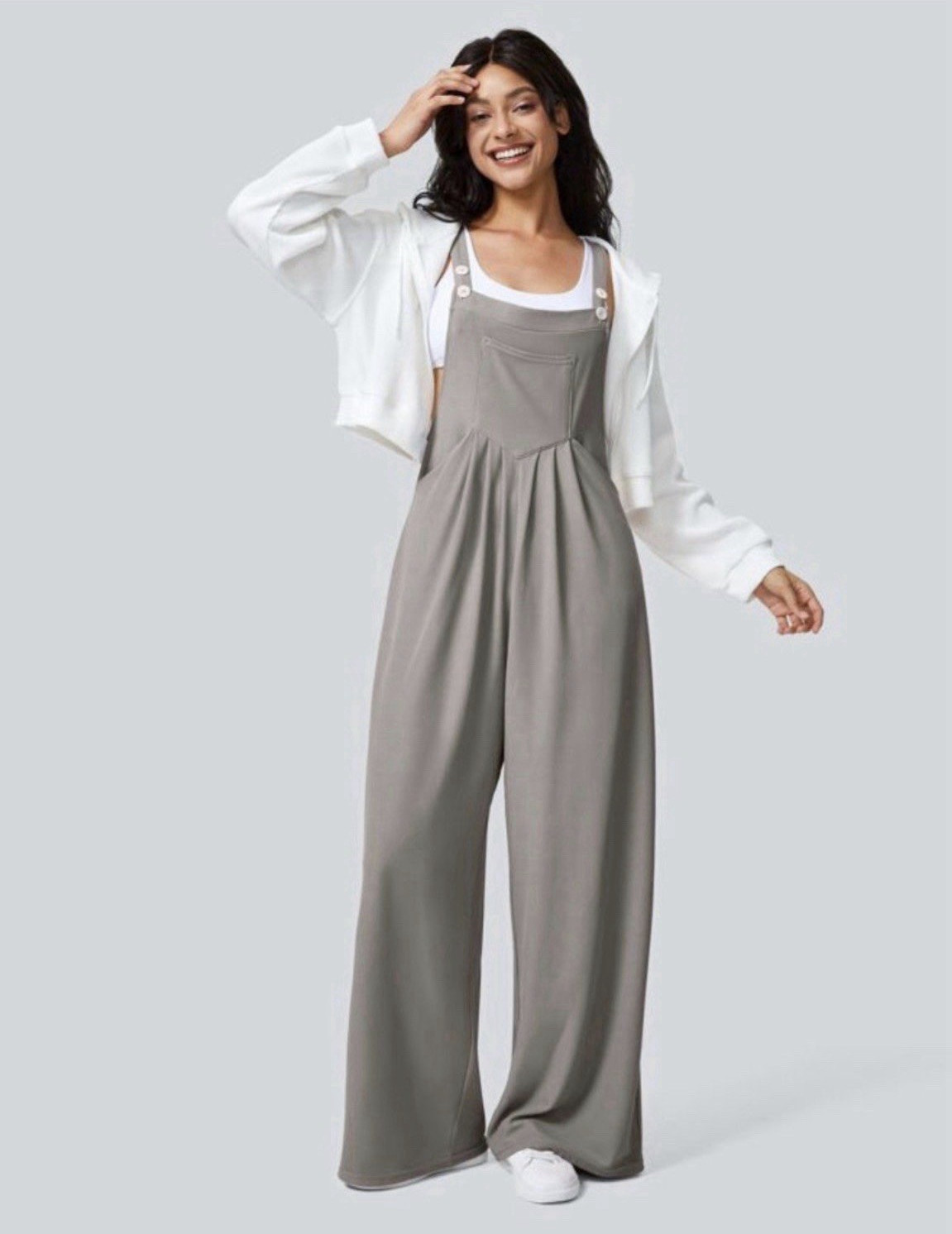 Halara Gray Wide-Leg Jumpsuit/overalls Size M