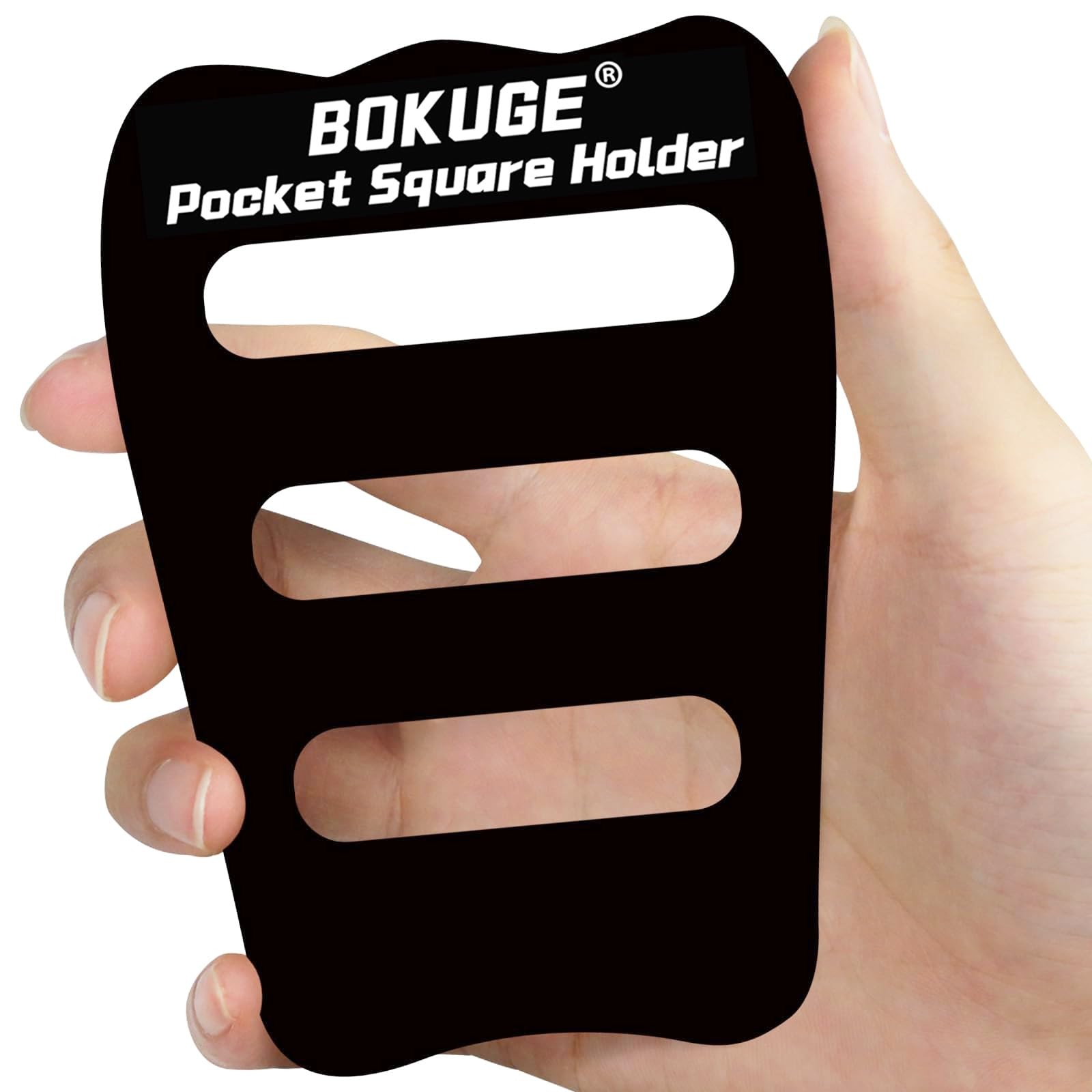 BOKUGE Pocket Square Holder,Keeps 4.8 x 3.5 x 0.04 inches, Black