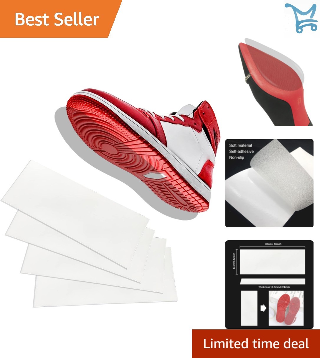 Shoe Sole Protectors Clear Self-Adhesive Cover for Sneakers High Heels 4 Pcs