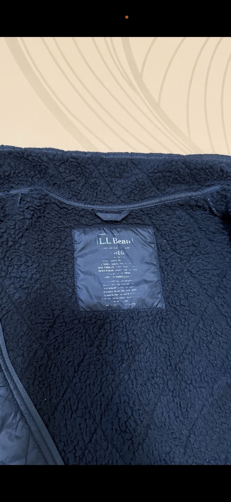 L.L.Bean Men’s Blue Quilted Lined Full Zip Jacket Stand-Up Collar Size L