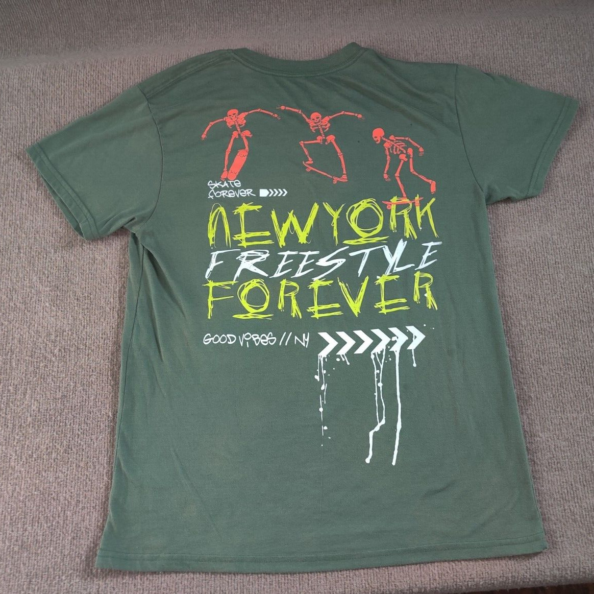 Fresh Laundry Men T Shirt M New York Skeleton Freestyle Skate Forever Good Vibes