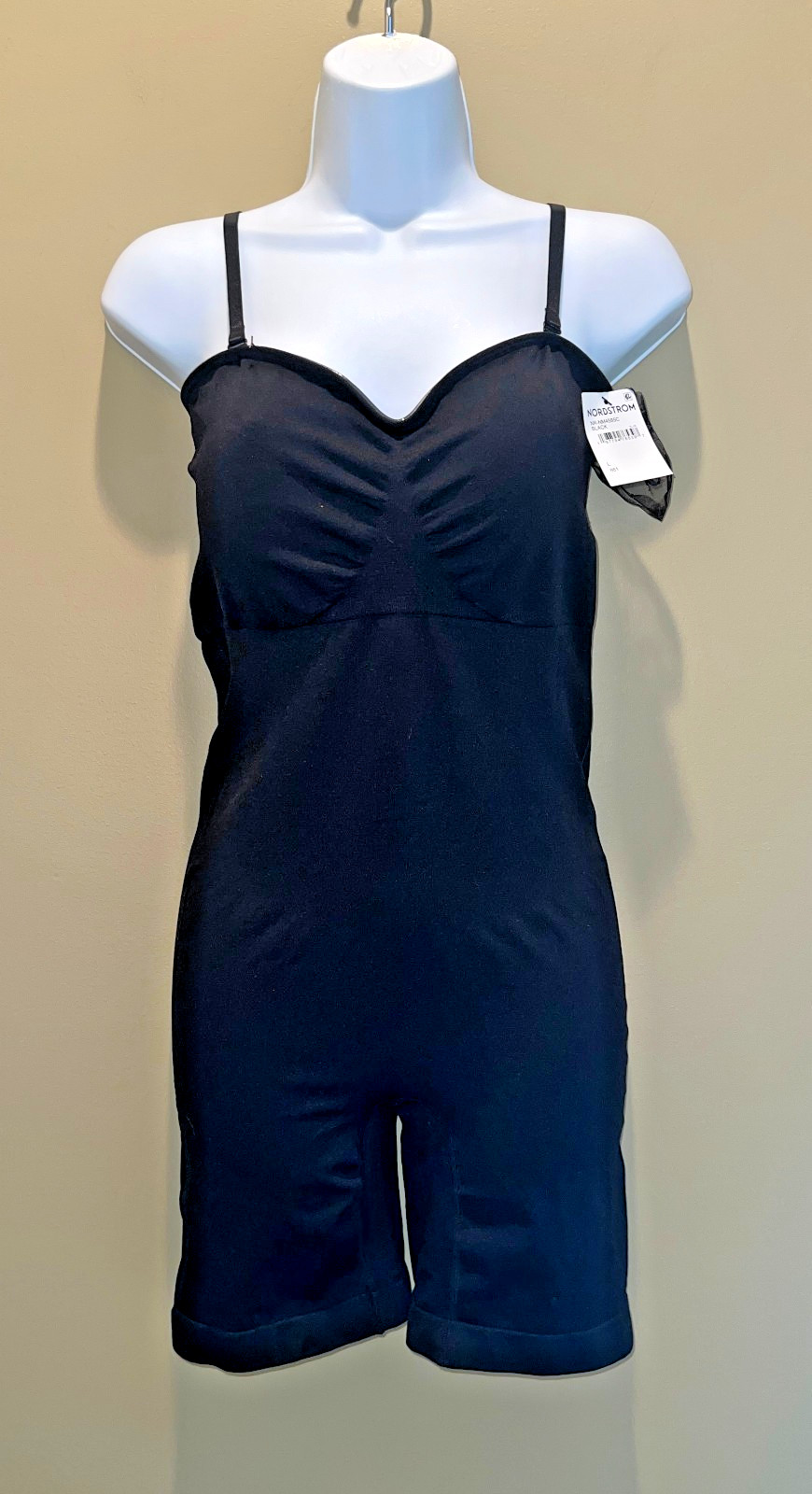 NWT! Nicole Miller 4585 Convertible Seamless Shaping Boy-Leg Bodysuit Black Sz L