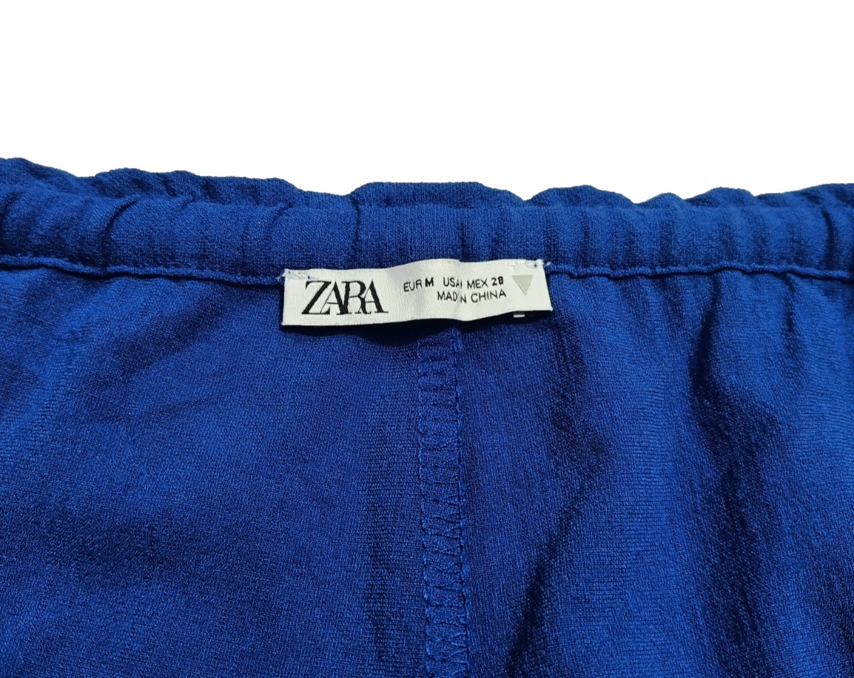H&M Blue Wide Leg Dress Pants Adjustable Waist Drawstring Free Size 30 To 36 In
