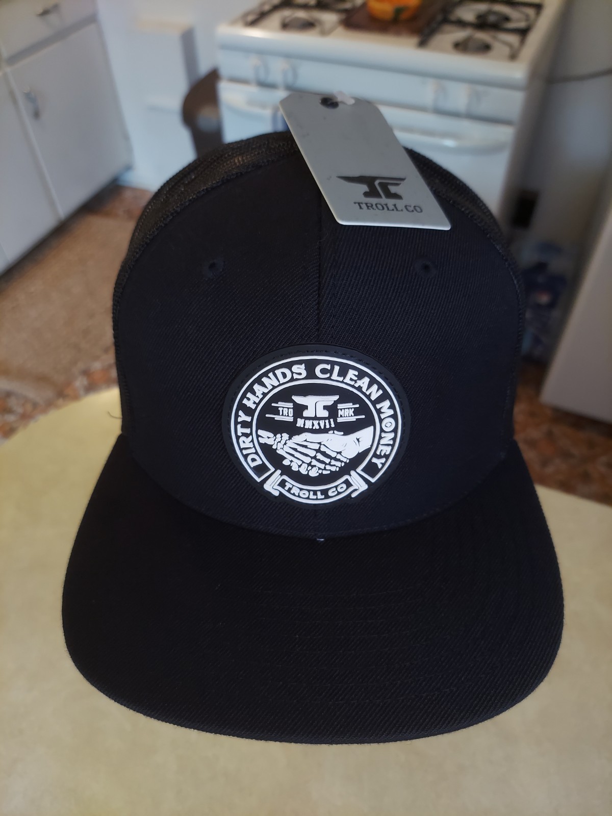 Dirty Hands Clean Money Troll Co Mesh Snapback Trucker Ball Cap NWT