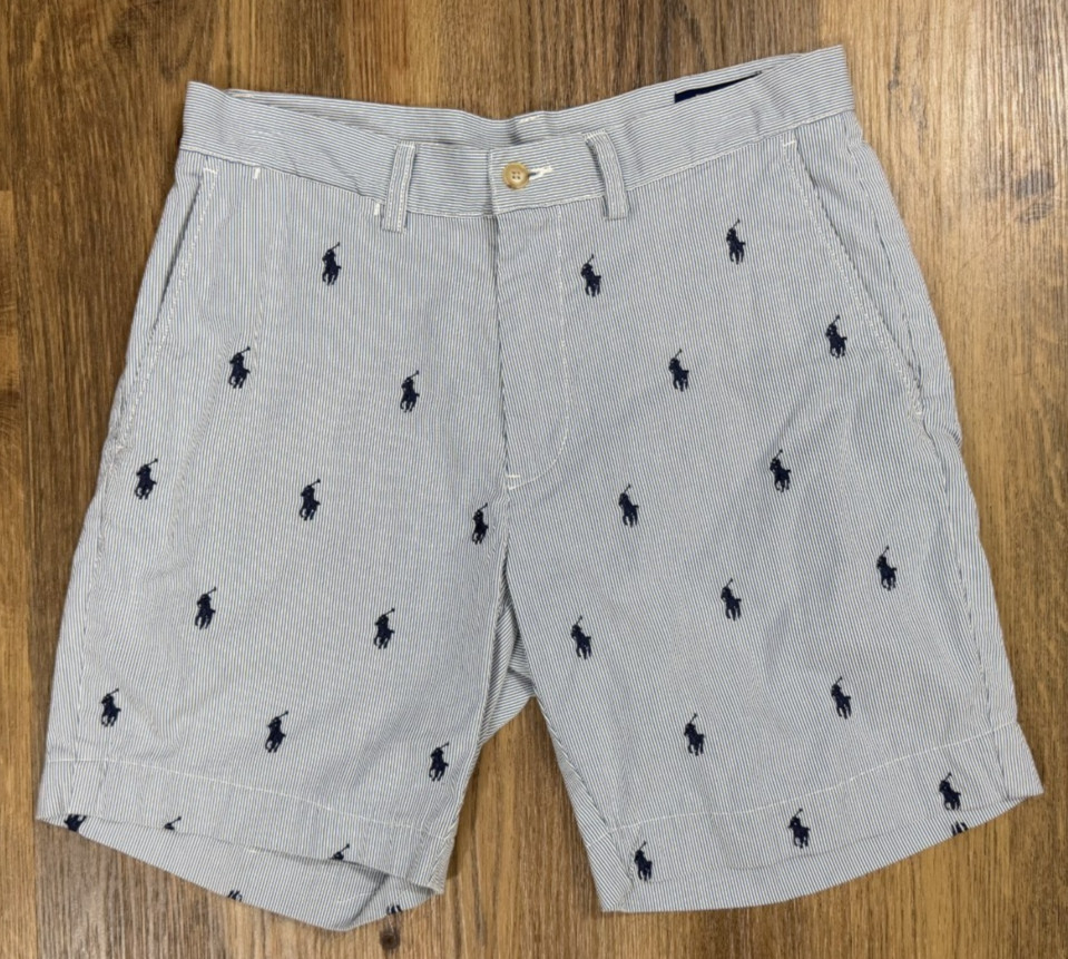 Polo Ralph Lauren Embroidered Pony Seersucker 9″ Shorts 29