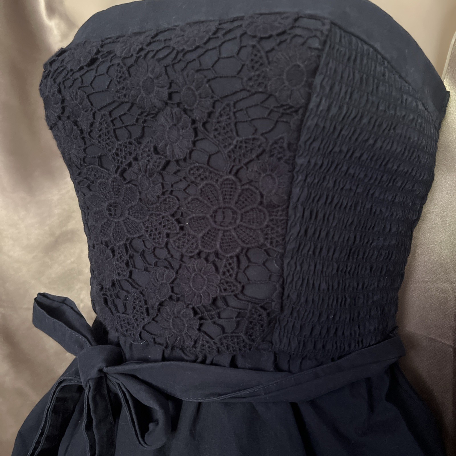 Hollister VTG Y2K 100% Cotton Navy Stretch Crochet Front Tube Top Sz S Vintage