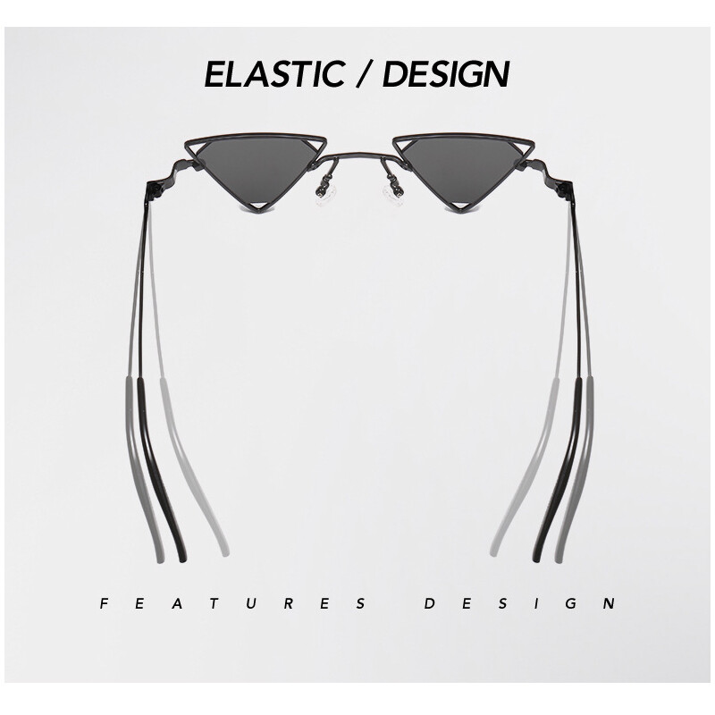 Retro Triangle Sunglasses Trendy Hippie Metal Glasses Party Street Shot Shades
