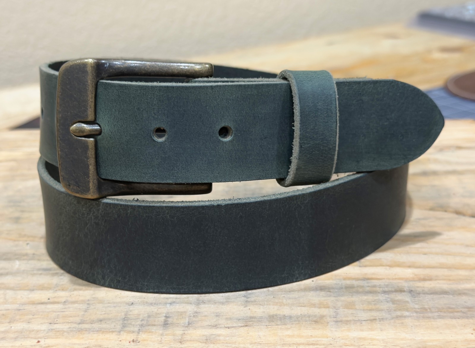 Full Grain Buffalo Leather Belt Men’s 1.5″ Wide Handmade USA Casual Rugged Belts