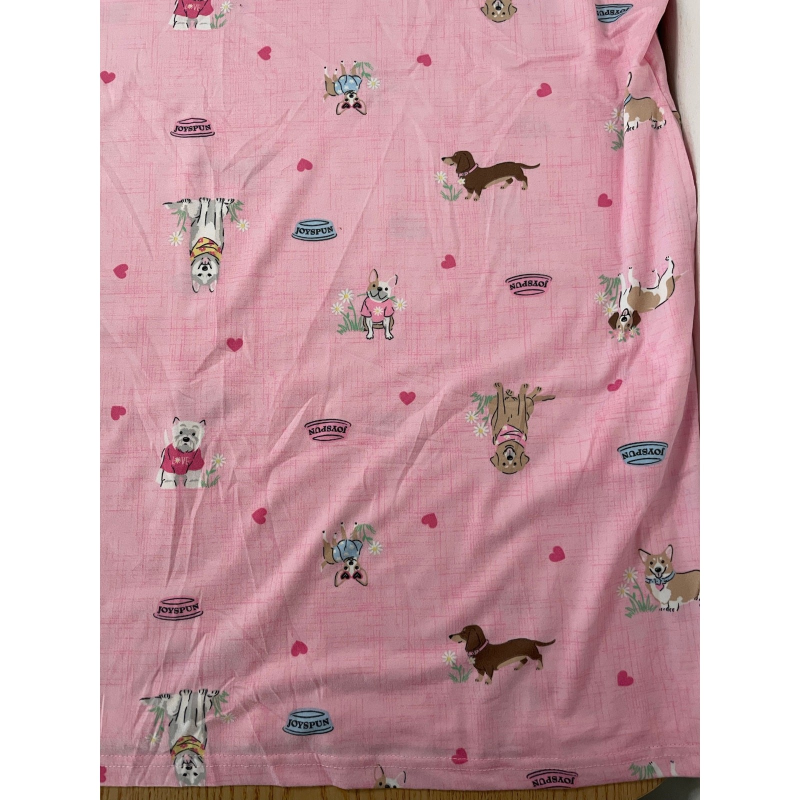 New Womens 1pc Joyspun Doggie 🐶 Print Pajama Gown Pockets Light Pink size 2X-3X