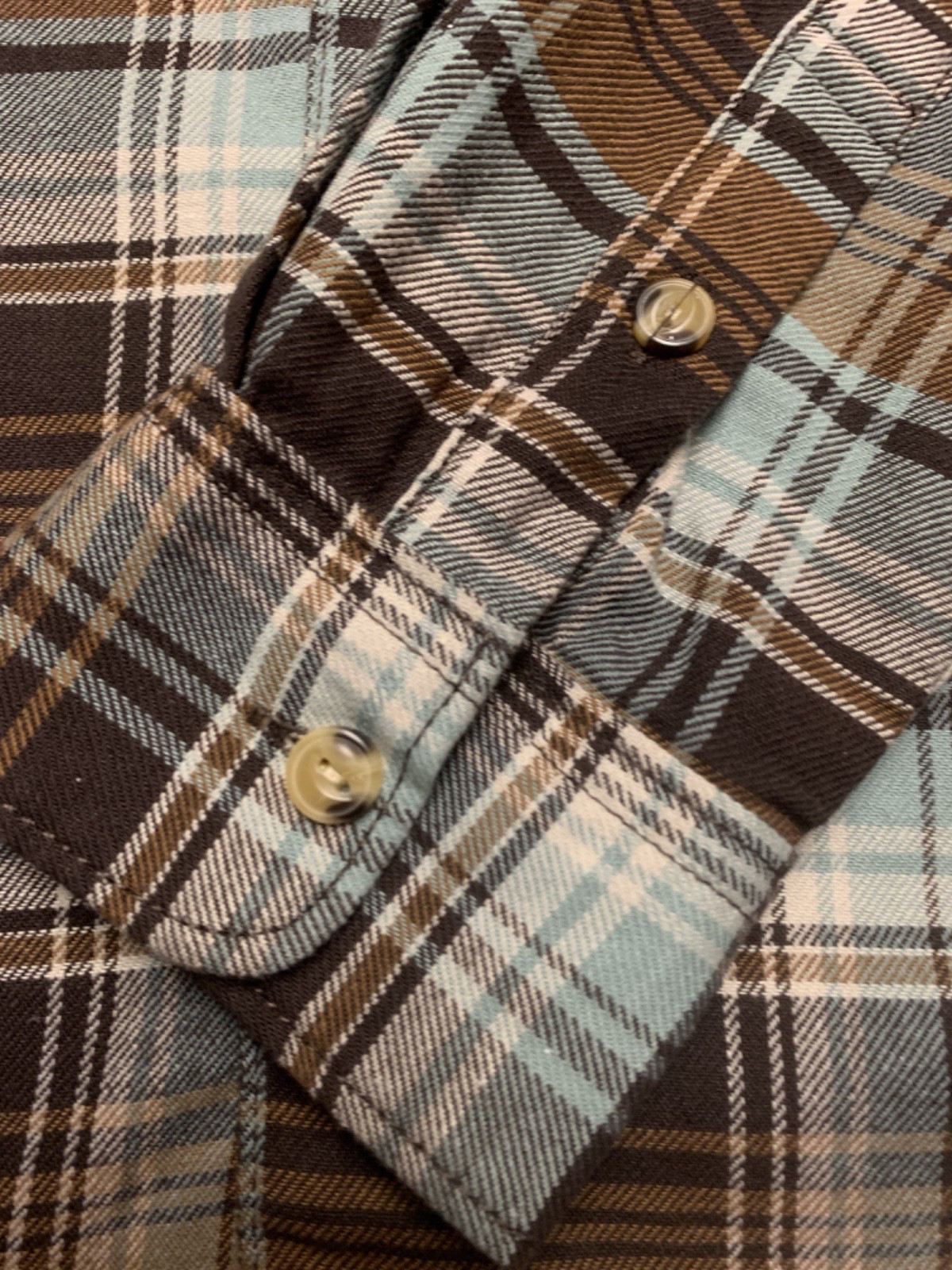 Lee 98% Cotton/2% Elastane Brown/Blue Plaid Flannel Shirt Size M