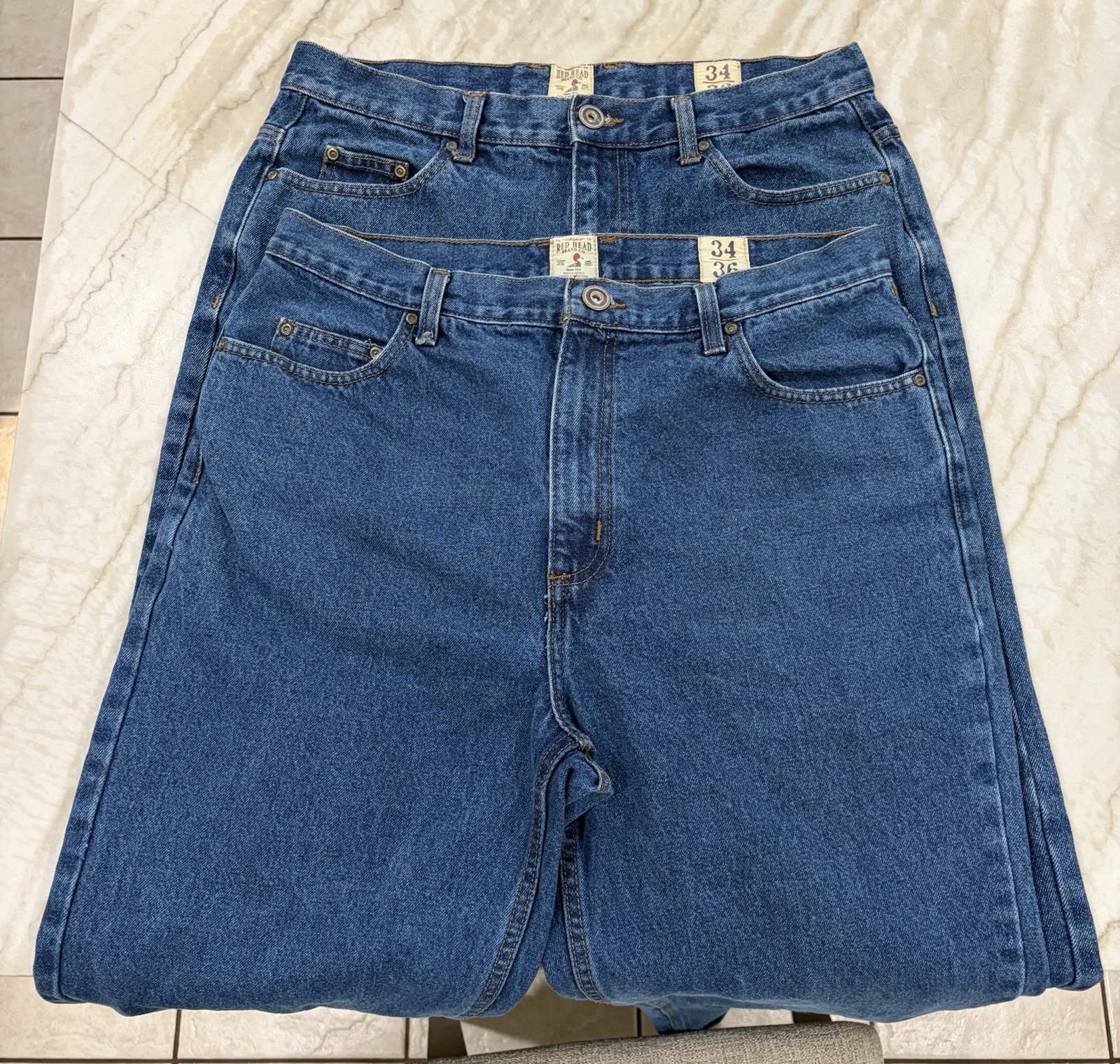 Lot Of 2 Red Head Classic Fit men’s jeans medium wash size 34×36. EUC