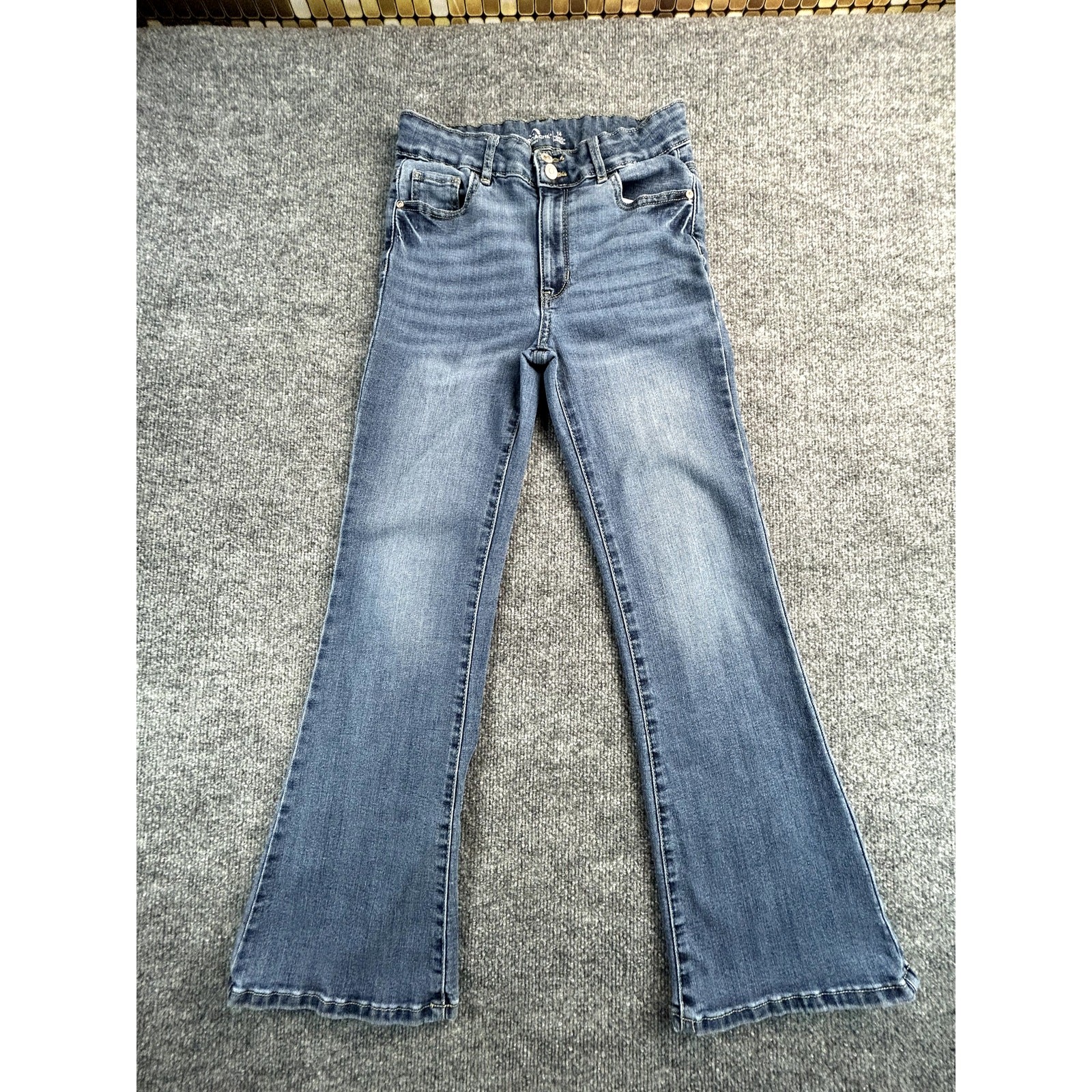 Jordache Girls Size 14 Flare Jeans Medium Wash Stretch Denim Pants Youth