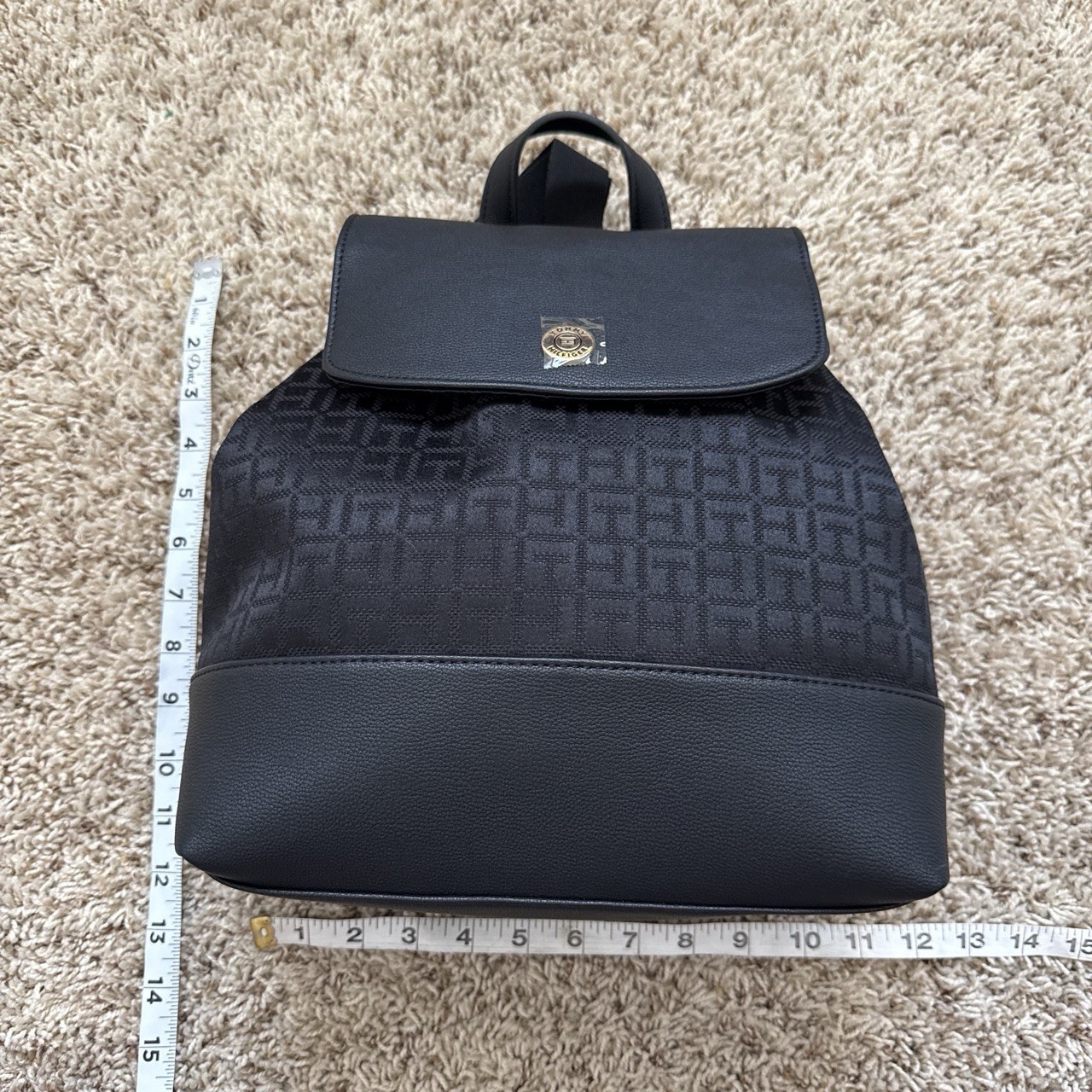 Tommy Hilfiger Joy II Flap Backpack – Black Tonal Monogram Jacquard NWOT