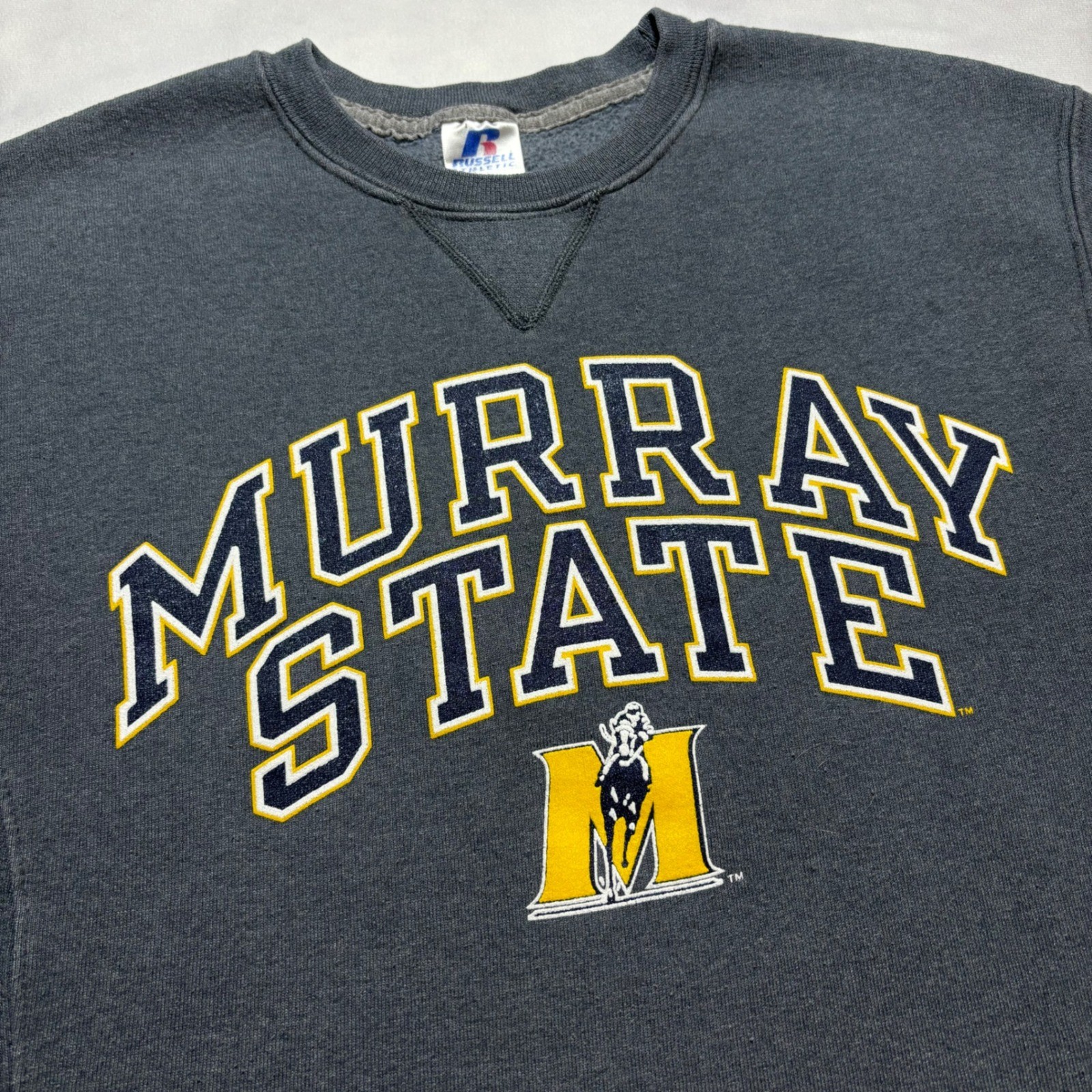Vintage Murray State Russell Athletic Crewneck Sweatshirt Mens M Gray Racers Y2K