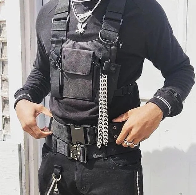 Hip-hop Streetwear Chest Rig Bag Motorcycle Riding Vest Backpacks Sport Storage