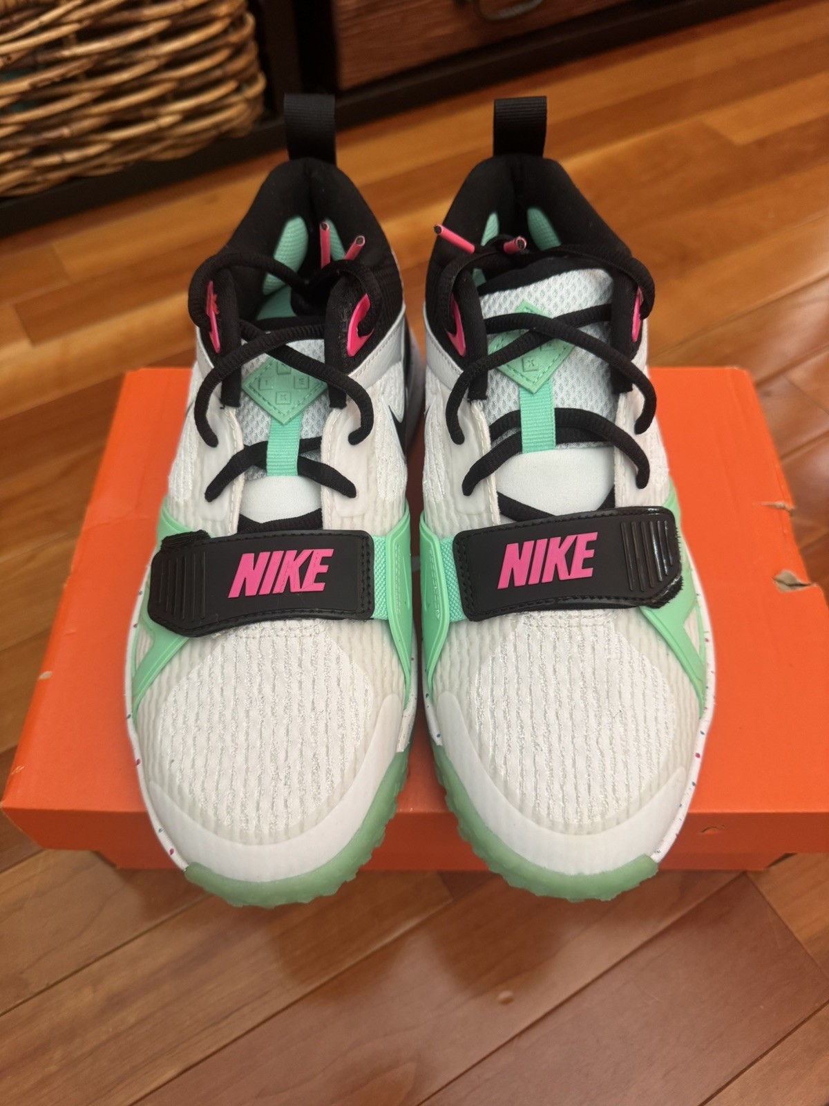 Nike Air Zoom Diamond Elite Turf Baseball White/green/pink Sz 6.5 DZ0503-100